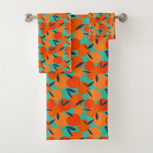 Abstract Orange Fruit Pattern Bath Towel Set