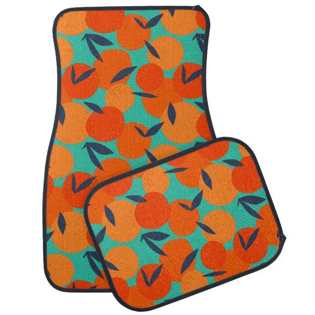 Abstract Orange Fruit Pattern Car Floor Mat (Set)