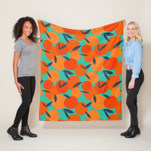 Abstract Orange Fruit Pattern Fleece Blanket