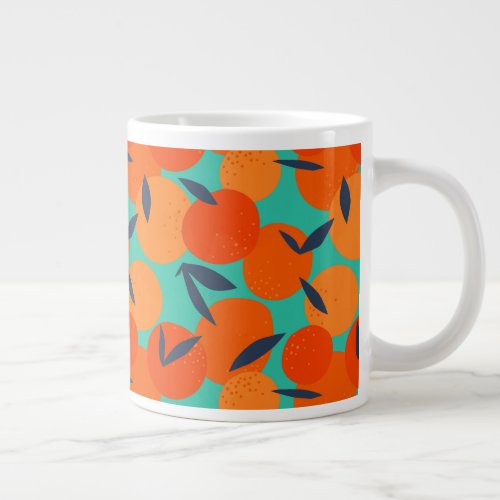 Abstract Orange Fruit Pattern Giant Coffee Mug