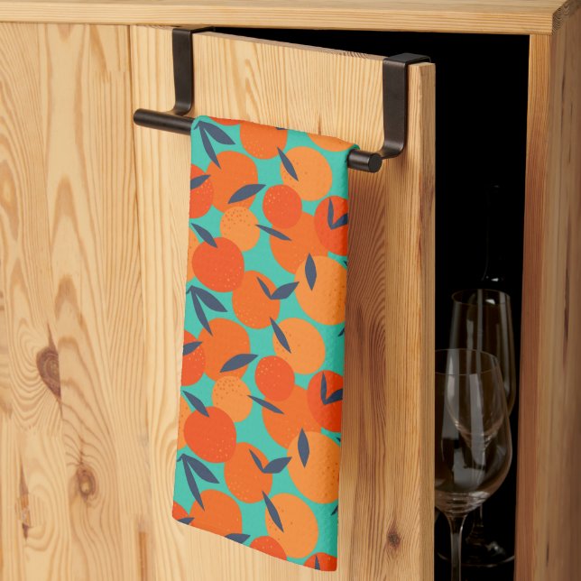 Abstract Orange Fruit Pattern Kitchen Towel (Thirds Fold)