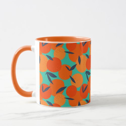 Abstract Orange Fruit Pattern Mug