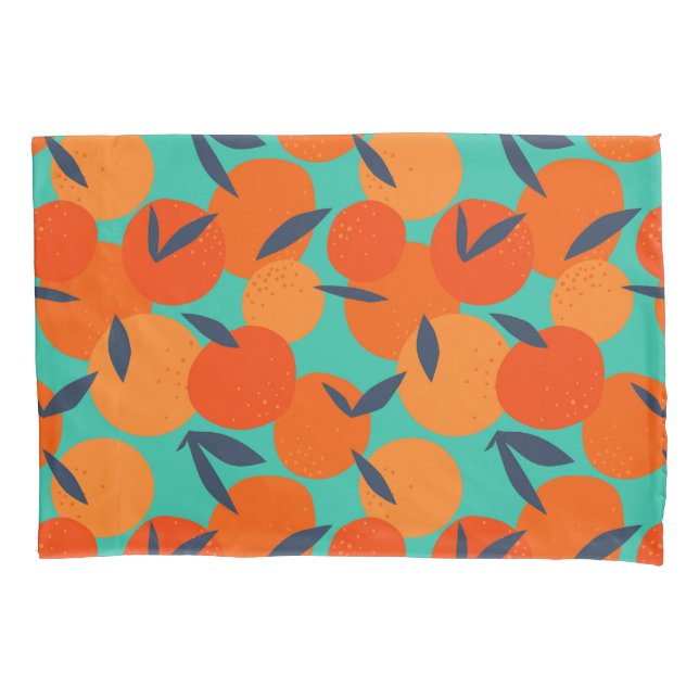 Abstract Orange Fruit Pattern Pillow Case (Front-Left)