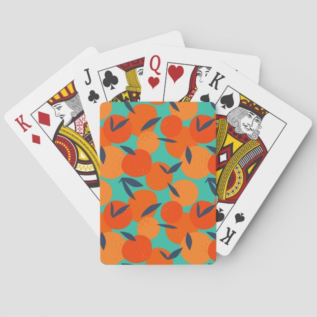 Abstract Orange Fruit Pattern Poker Cards (Back)