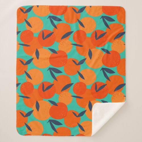 Abstract Orange Fruit Pattern Sherpa Blanket