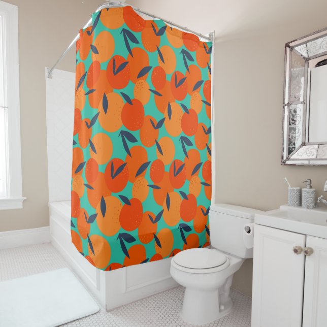 Abstract Orange Fruit Pattern Shower Curtain (In Situ)