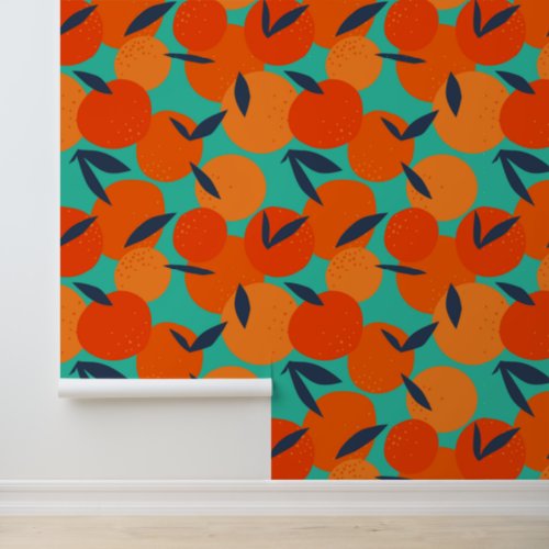 Abstract Orange Fruit Pattern Wallpaper