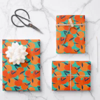 Rustic blue orange floral wrapping paper sheets, Zazzle in 2023