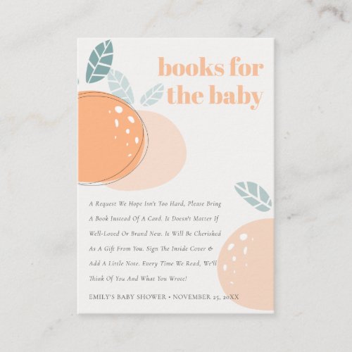 Abstract Orange Fruity Books For Baby Shower Enclosure Card