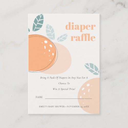 Abstract Orange Fruity Diaper Raffle Baby Shower Enclosure Card