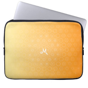 Abstract orange generative floral morph pattern laptop sleeve