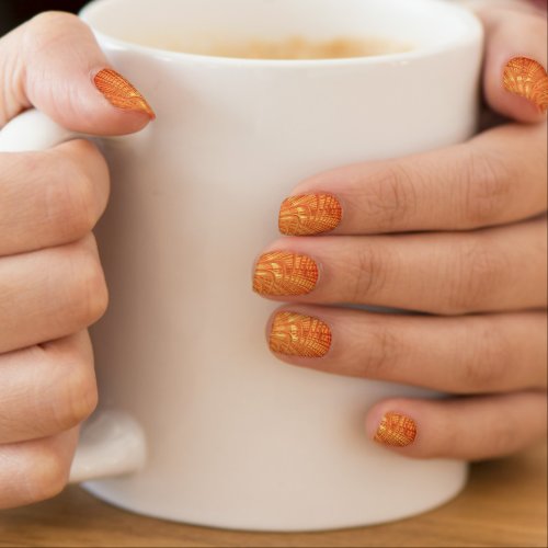 Abstract Orange Gold Waves Minx Nail Art