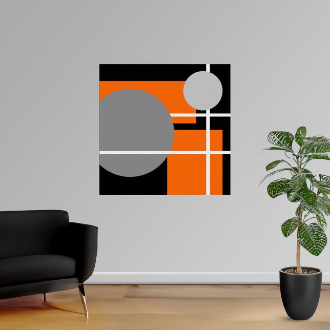 Abstract Orange Gray Black White  Poster (Abstract Orange Gray Black White Poster at Abstract Poster Prints. Choose your size or downloadable.)