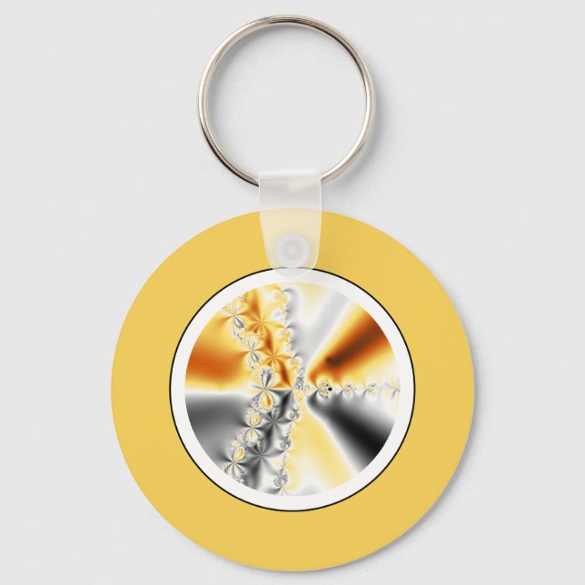 Abstract Orange Gray Fractal Keychain (Front)