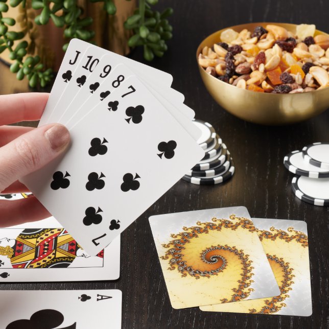 Abstract Orange Gray Spiral Fractal Poker Cards (In Situ)
