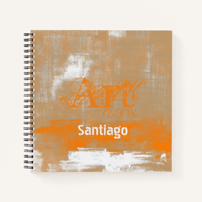 Abstract orange gray white Your name Art Book (Front)