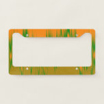 [ Thumbnail: Abstract Orange, Green, Brown Wave Pattern License Plate Frame ]