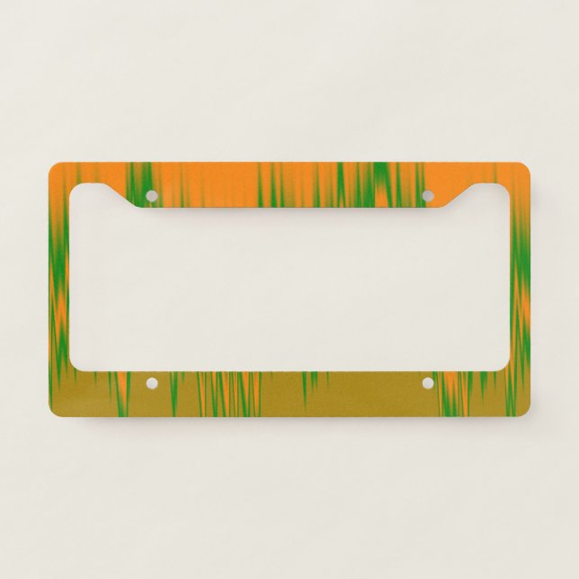 Abstract Orange, Green, Brown Wave Pattern License Plate Frame (Front)