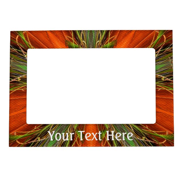 Abstract Orange Green Shapes Design Magnetic Frame (Front)