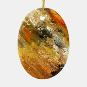 Abstract Orange Grunge Design Ceramic Ornament