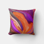 Abstract Orange N Purple Leaf Throw Pillow at Zazzle