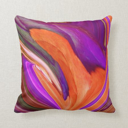 Abstract Orange N Purple Leaf Throw Pillow