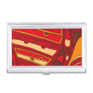 Abstract Orange Panels Business Card Holder
