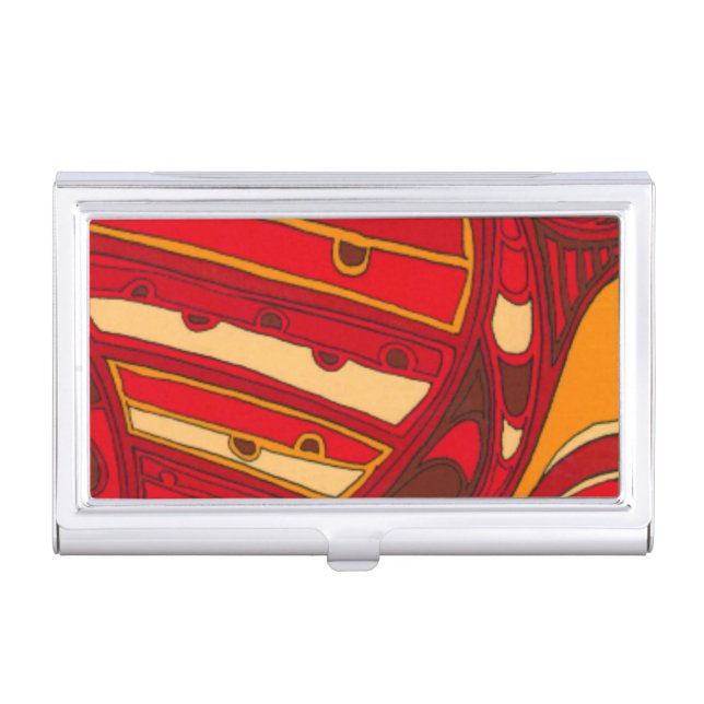 Abstract Orange Panels Business Card Holder (Front)