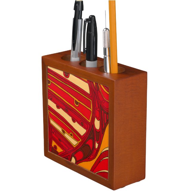 Abstract Orange Panels Desk Organizer (In Situ)
