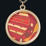 Abstract Orange Panels Gold Plated Necklace<br><div class="desc">A surrealist dream,  these brightly colored abstract orange panels look like melted wax flowing through a canvas. A Jennifer Goldberger creation,  this work is amazing in its imaginative use of color and lines. Order yours today!</div>