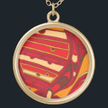 Abstract Orange Panels Gold Plated Necklace<br><div class="desc">A surrealist dream,  these brightly colored abstract orange panels look like melted wax flowing through a canvas. A Jennifer Goldberger creation,  this work is amazing in its imaginative use of color and lines. Order yours today!</div>