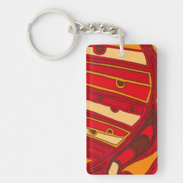 Abstract Orange Panels Keychain (Front)
