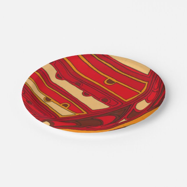 Abstract Orange Panels Paper Plates (Angled)