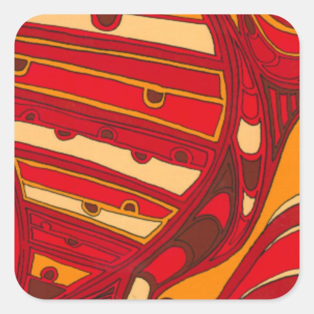 Abstract Orange Panels Square Sticker (Front)