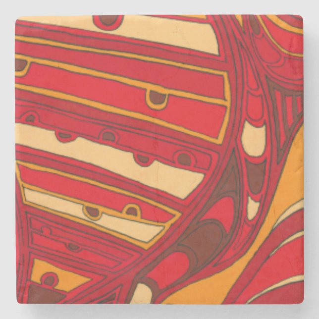 Abstract Orange Panels Stone Coaster (Front)
