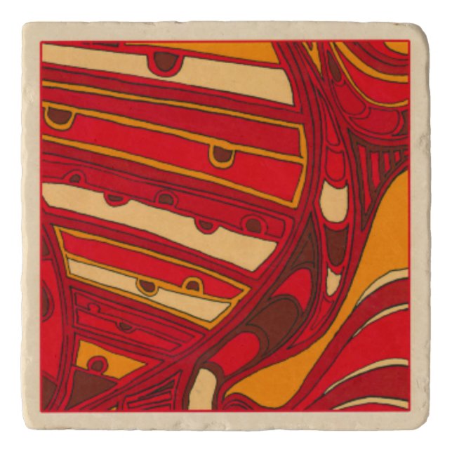 Abstract Orange Panels Trivet (Front)