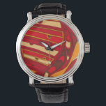 Abstract Orange Panels Watch<br><div class="desc">A surrealist dream,  these brightly colored abstract orange panels look like melted wax flowing through a canvas. A Jennifer Goldberger creation,  this work is amazing in its imaginative use of color and lines. Order yours today!</div>