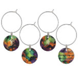 ABSTRACT ORANGE PURPLE GREEN ALCOHOL INK LOOK WINE CHARM