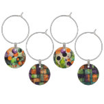 ABSTRACT ORANGE PURPLE GREEN ALCOHOL INK LOOK WINE CHARM