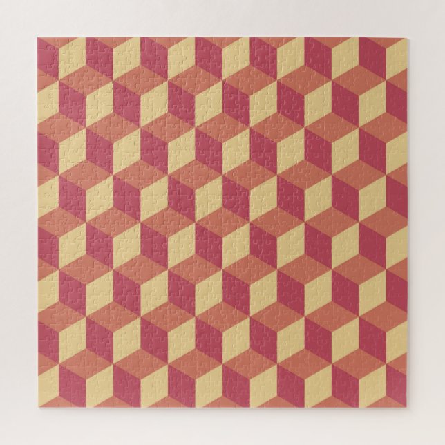 Abstract Orange Red Cube Pattern Jigsaw Puzzle (Vertical)