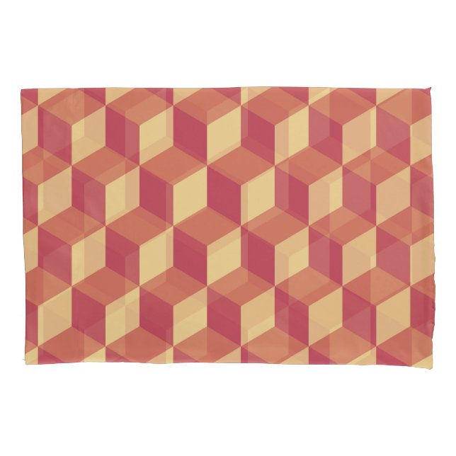 Abstract Orange Red Cube Pattern Pillow Case (Front)
