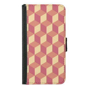 Abstract Orange Red Cube Pattern Samsung Galaxy S5 Wallet Case