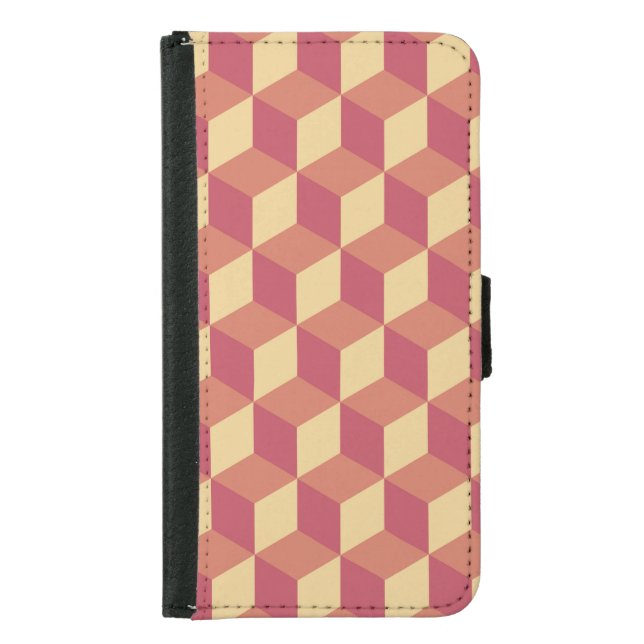 Abstract Orange Red Cube Pattern Samsung Galaxy Wallet Case (Front)