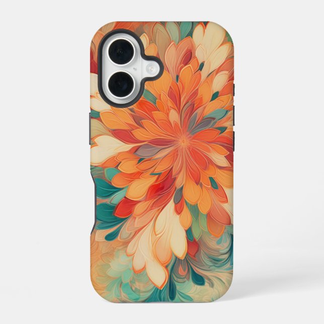 Abstract Orange, Red, Yellow, Teal Pattern Iphone Case (Back)