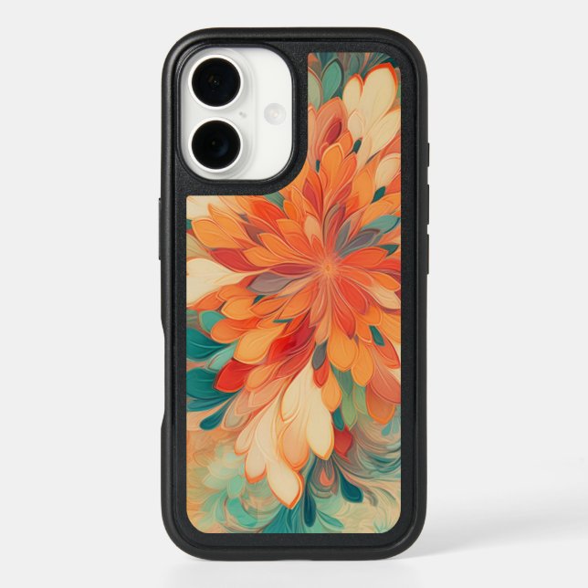 Abstract Orange, Red, Yellow, Teal Pattern Otterbox iPhone Case (Back)