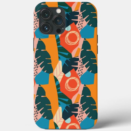 Abstract Orange Summer Tropical Leaves  iPhone 13 Pro Max Case