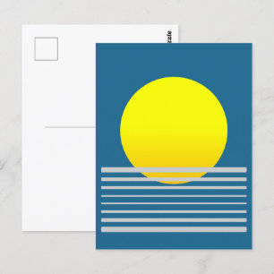 Abstract Orange Sun and Sea Landscape Postcard