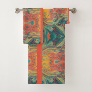 Abstract Orange Swirl Towel Set