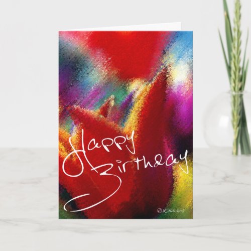 Abstract Orange Tulip Bithday Card