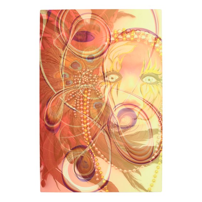 Abstract Orange with Enchanting Woman Metal Print (Front)